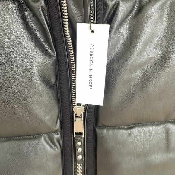 NWT REBECCA MINKOFF BLACK FAUX CROPPED PUFFER VEST - Picture 6 of 8
